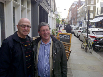 Tony with Steven Brook outside Vinoteca, Seymour Place, London