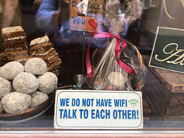 sign in window: WE DO NOT HAVE WIFI. TALK TO EACH OTHER!