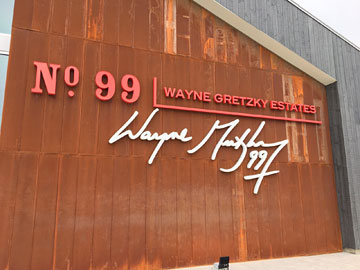 Wooden wall of building: No. 99 Wayne Gretzky Estates