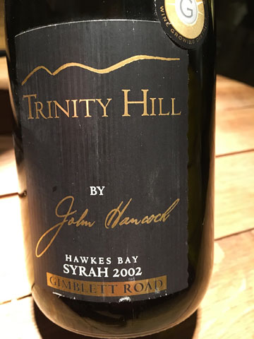 Trinity Hill by John Hancock, Hawkes Bay Gimblett Road Syrah 2002