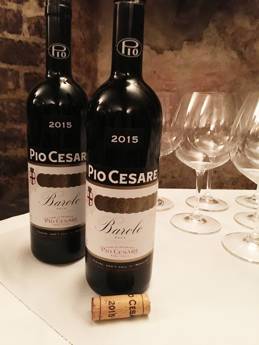 Two bottles of Pio Cesare Barolo 2015