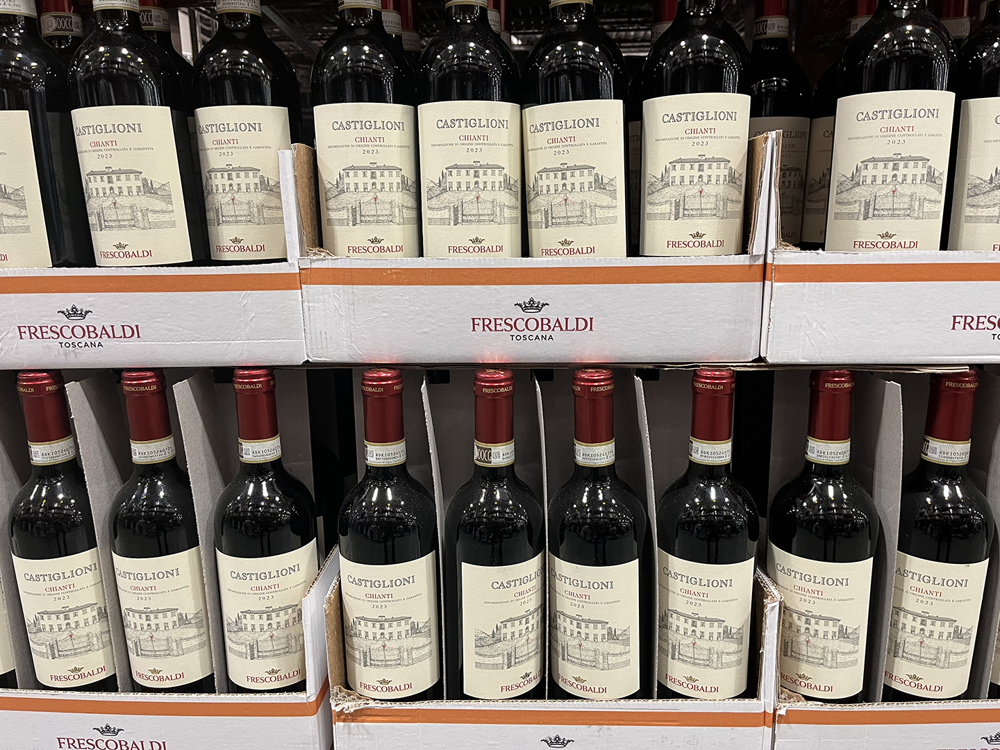 Shelves full of Frescobaldi Castiglioni
