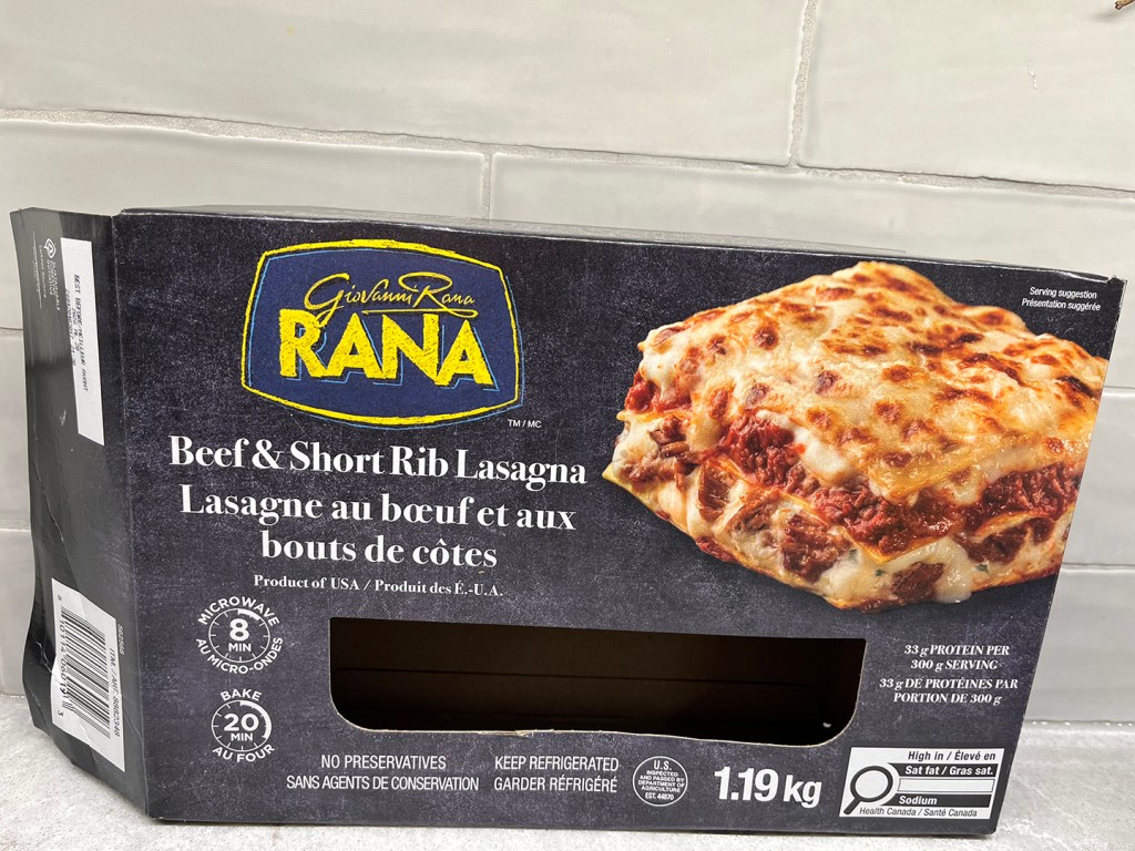 Rana Beef and Short Rib Lasagna box