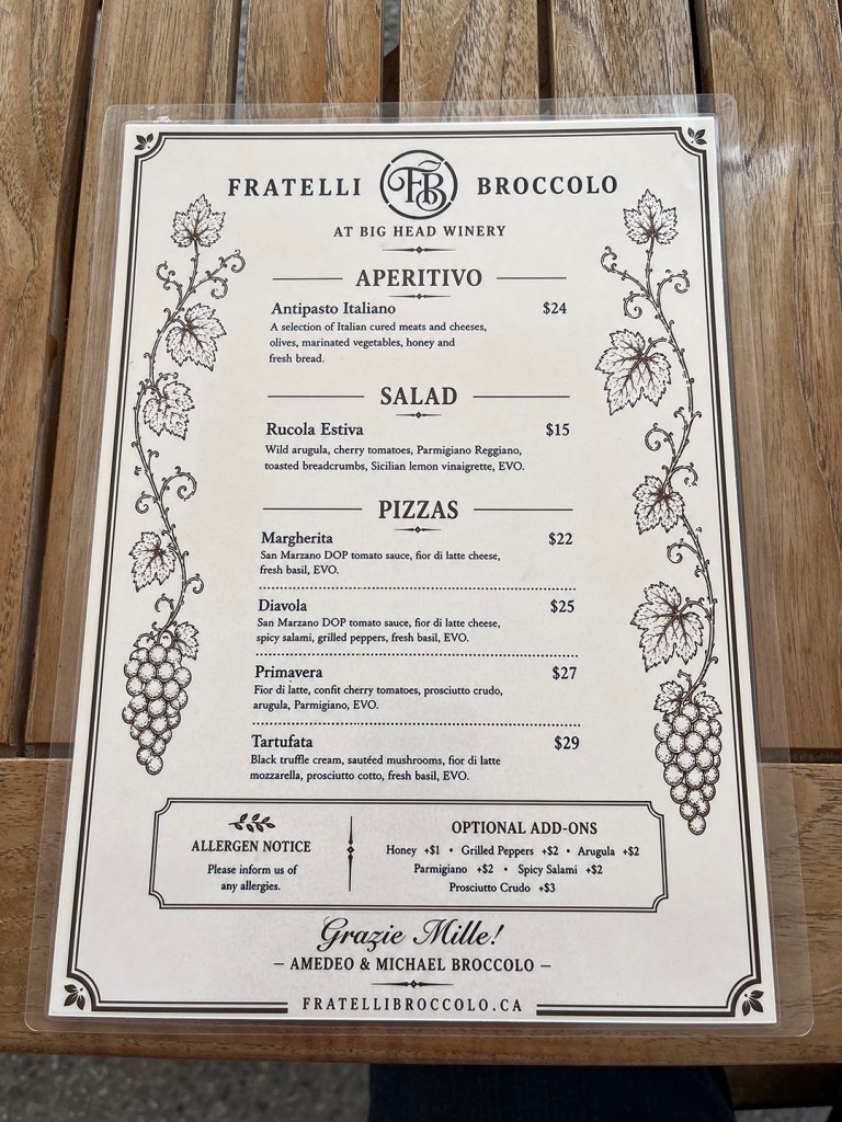 Fratelli Broccolo menu